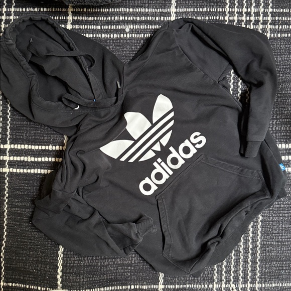 Adidas Black Hoodie with White Trefoil Logo - Picture 1 of 2